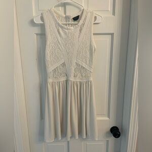 Topshop Cream Lace Bodice Dress Knee Length Flirty